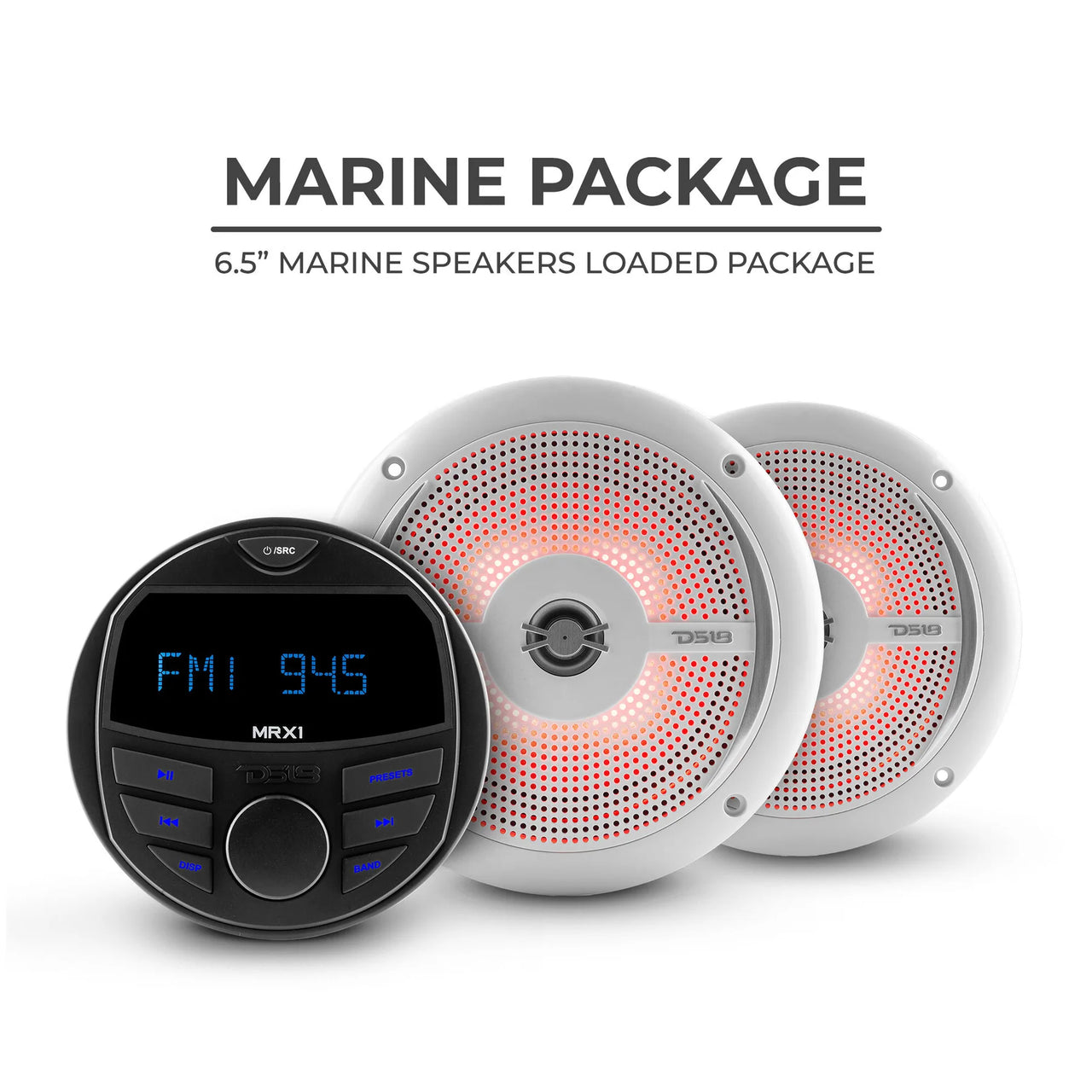 DS18 HYDRO Marine Package (MRX1 Head Unit & NXL-6SL/WH Speakers White)