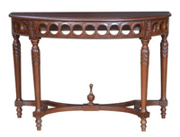 Thumbnail for Anderson Teak Neoclassical Demilune Console Table w/ Crackle Finish Table Top