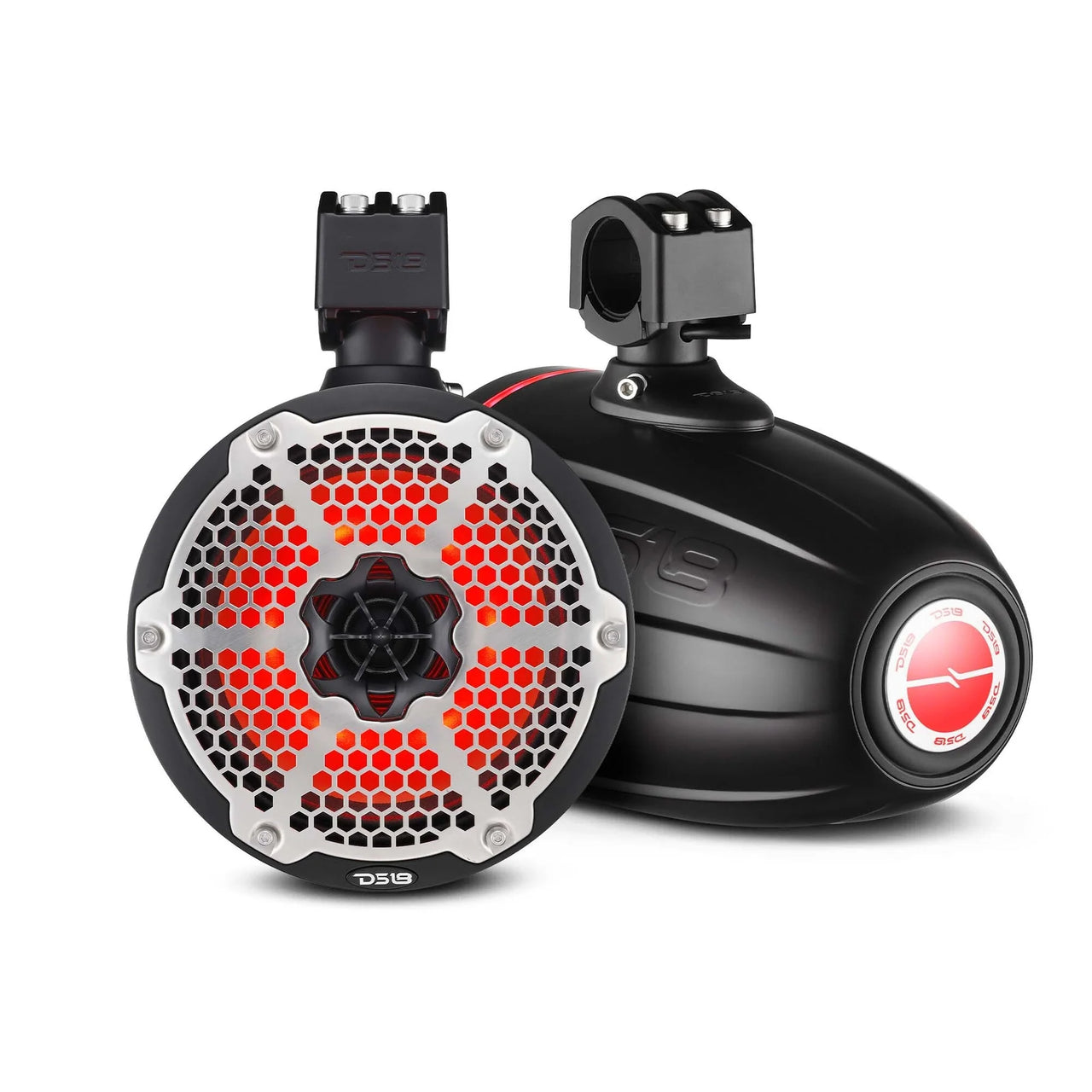 DS18 8" Neodymium Marine Towers w/ Built-in Passive Radiator, 1" Driver & RGB LED Light 550W