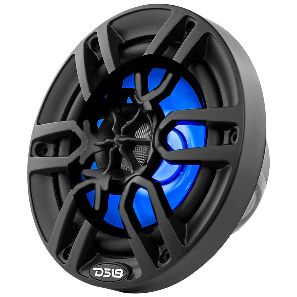 DS18 2-Way Marine Speakers with RGB LED Lights - Matte Black