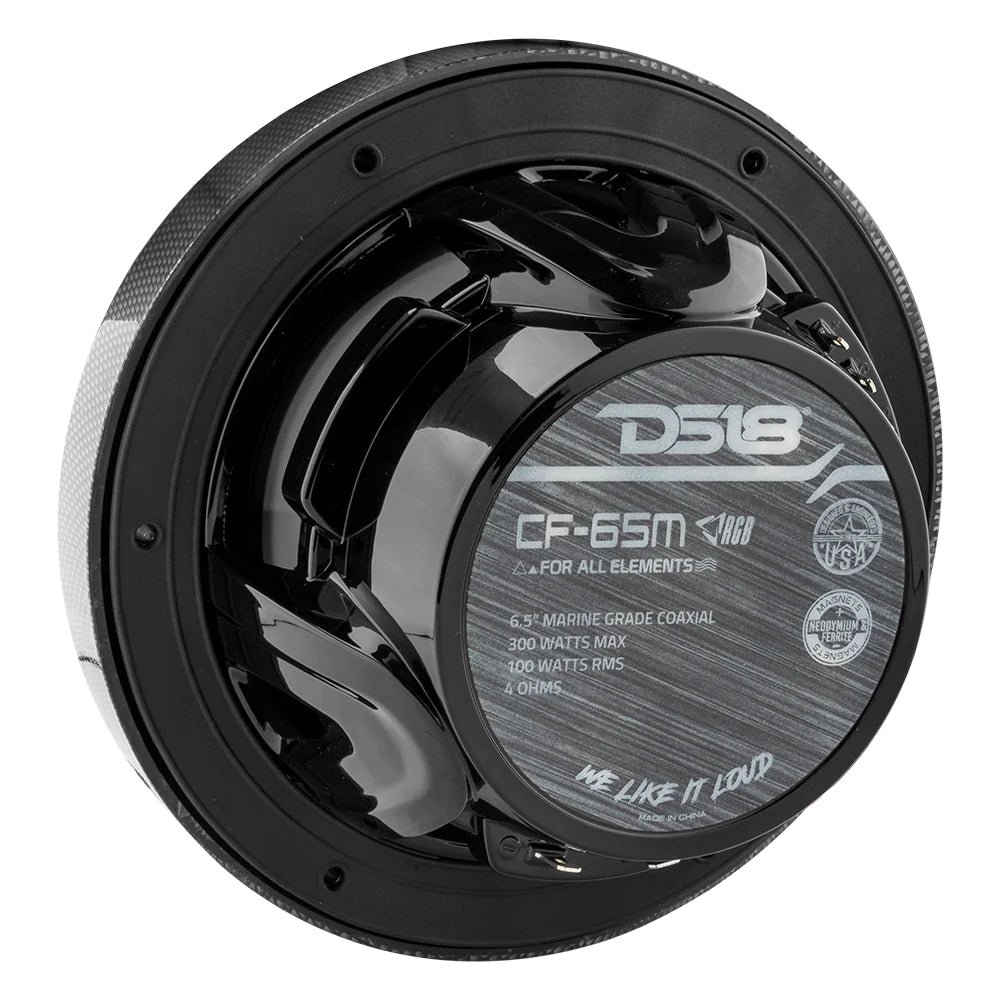 DS18 2-Way Marine Speakers with RGB LED Lights - Black Carbon Fiber