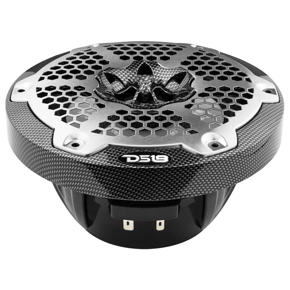 DS18 2-Way Marine Speakers with RGB LED Lights - Black Carbon Fiber