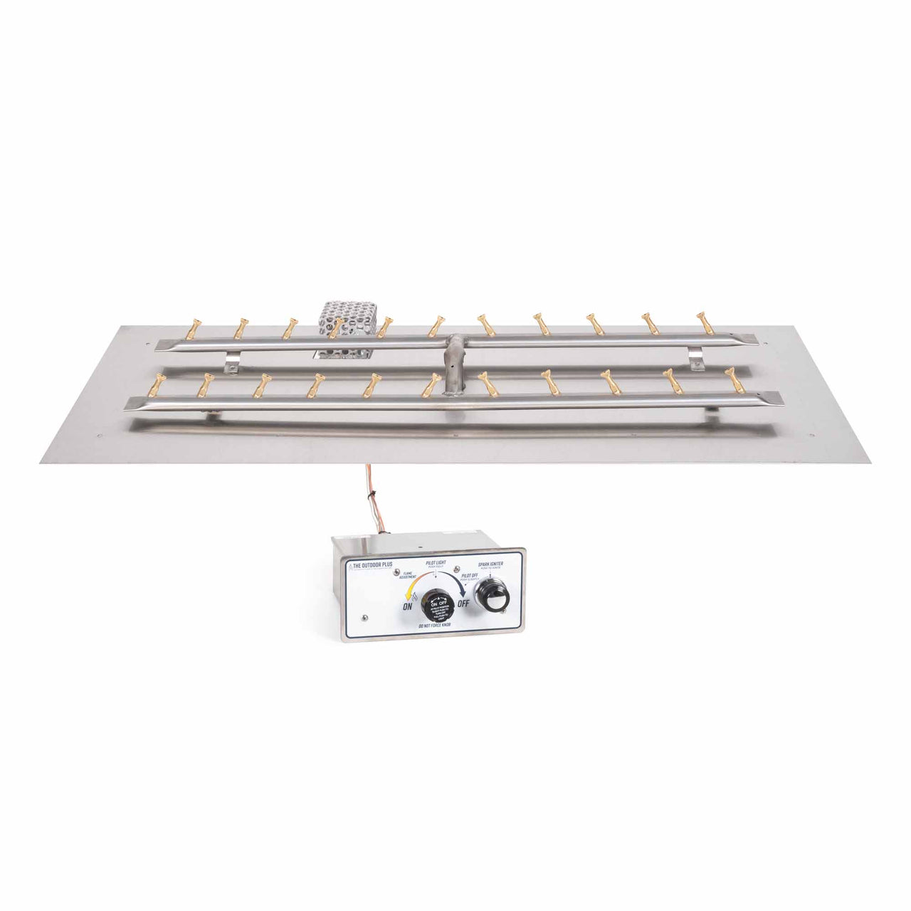 The Outdoor Plus 48"x12" Rectangular Flat Pan and 42"x6" Stainless Steel Bullet 'H' Burner