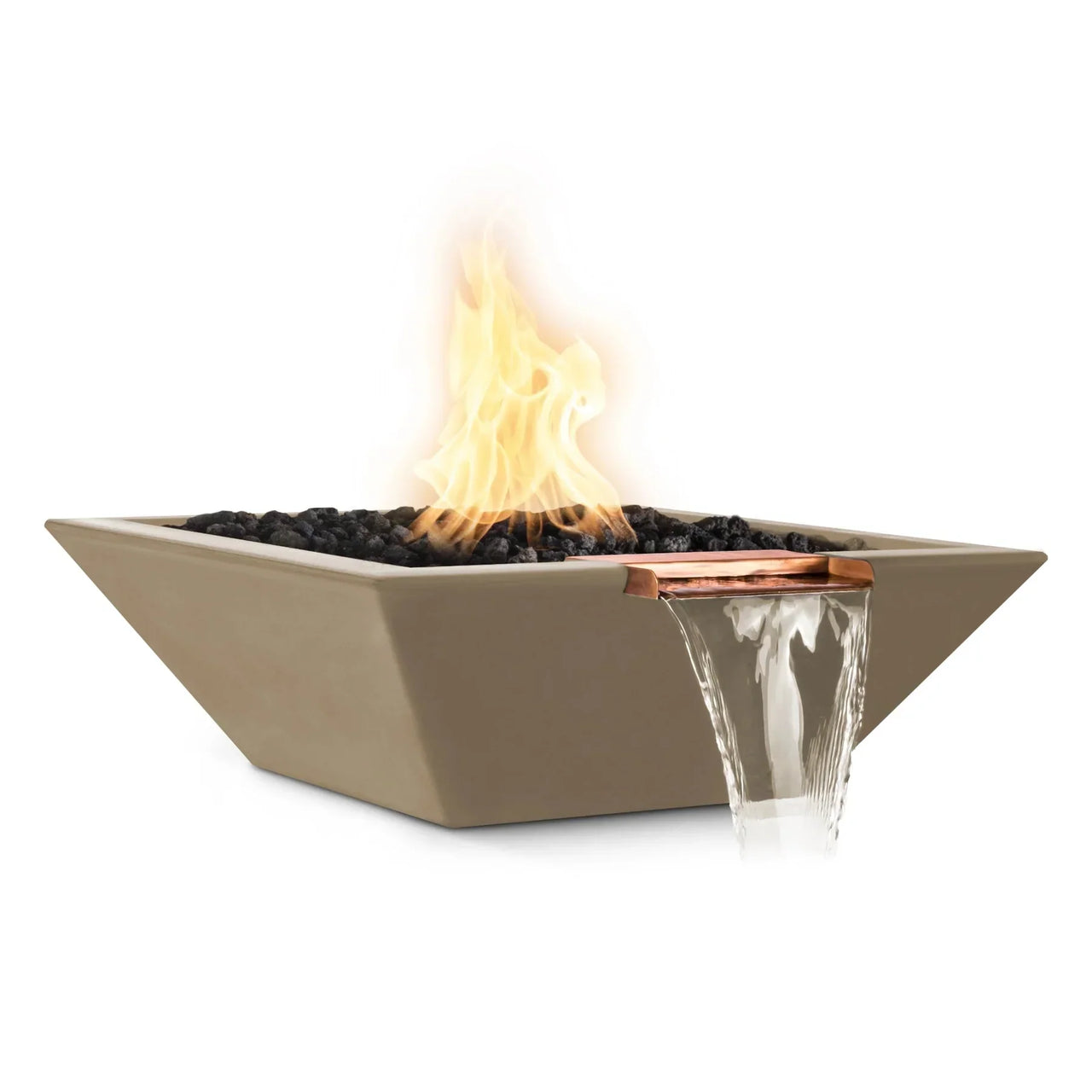 The Outdoor Plus 36" Maya GFRC Square Fire and Water Bowl