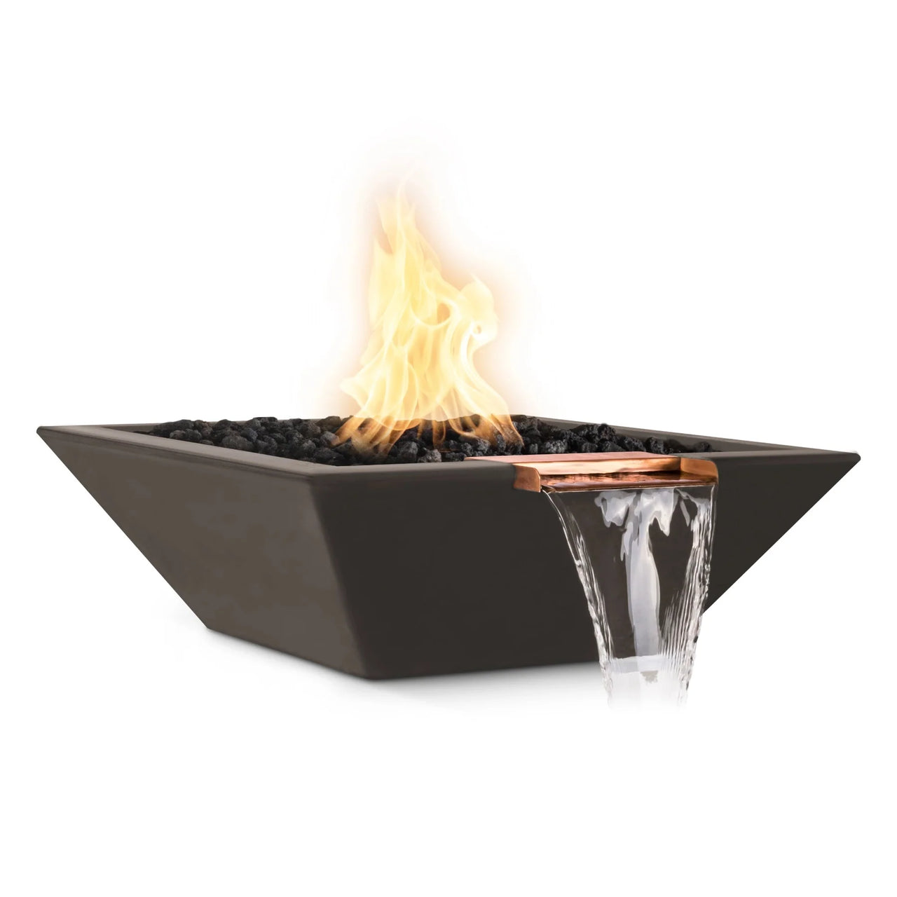 The Outdoor Plus 24" Maya GFRC Square Fire and Water Bowl