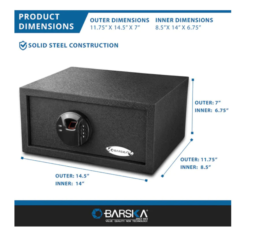 BARSKA HQ100 Biometric Digital Keypad Safe