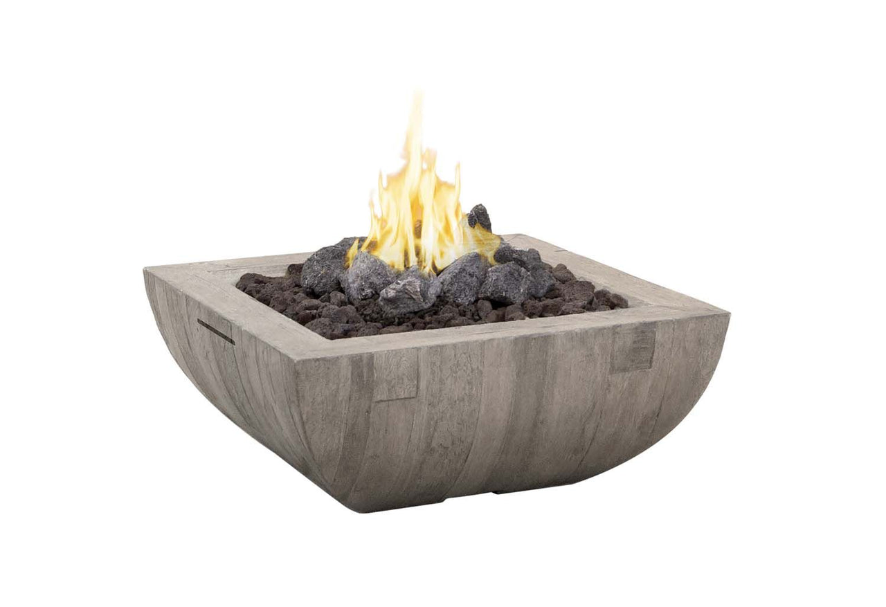 American Fyre Designs Bordeaux Reclaimed Wood Square Gas Fire Bowl - 36"