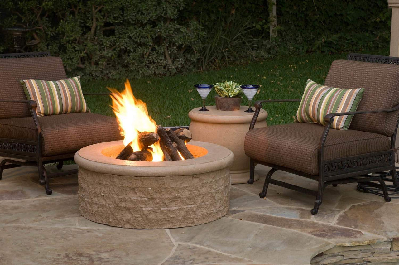 American Fyre Designs Chiseled Round Gas Fire Pit - 39"