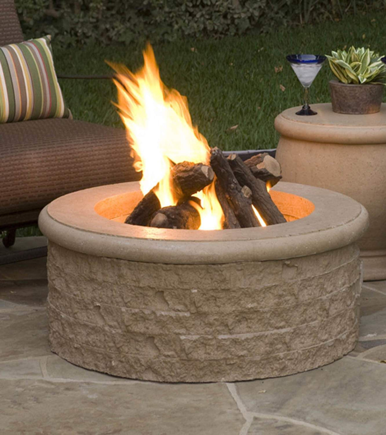 American Fyre Designs Chiseled Round Gas Fire Pit - 39"