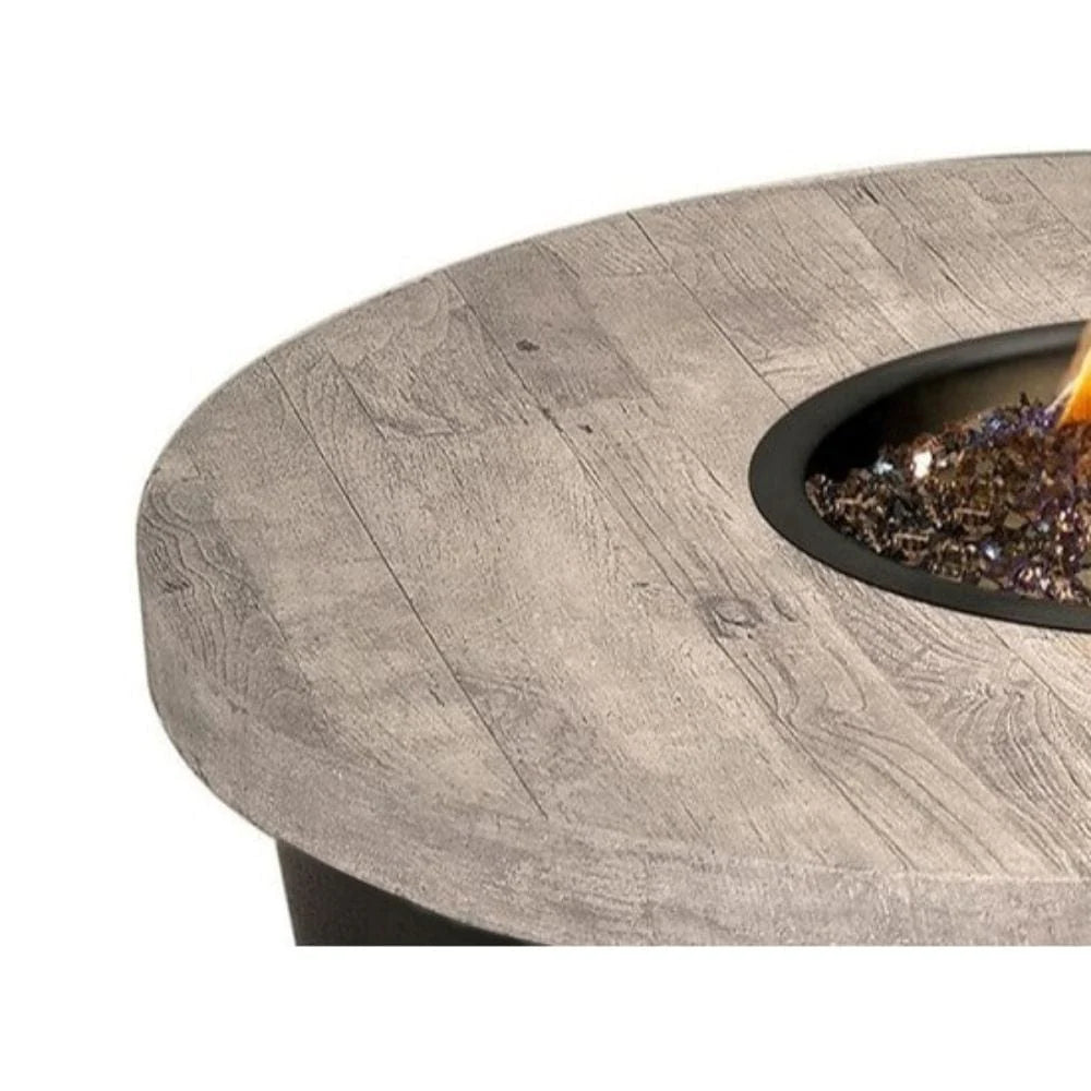 American Fyre Designs Contempo Round Reclaimed Wood Gas Fire Pit Table