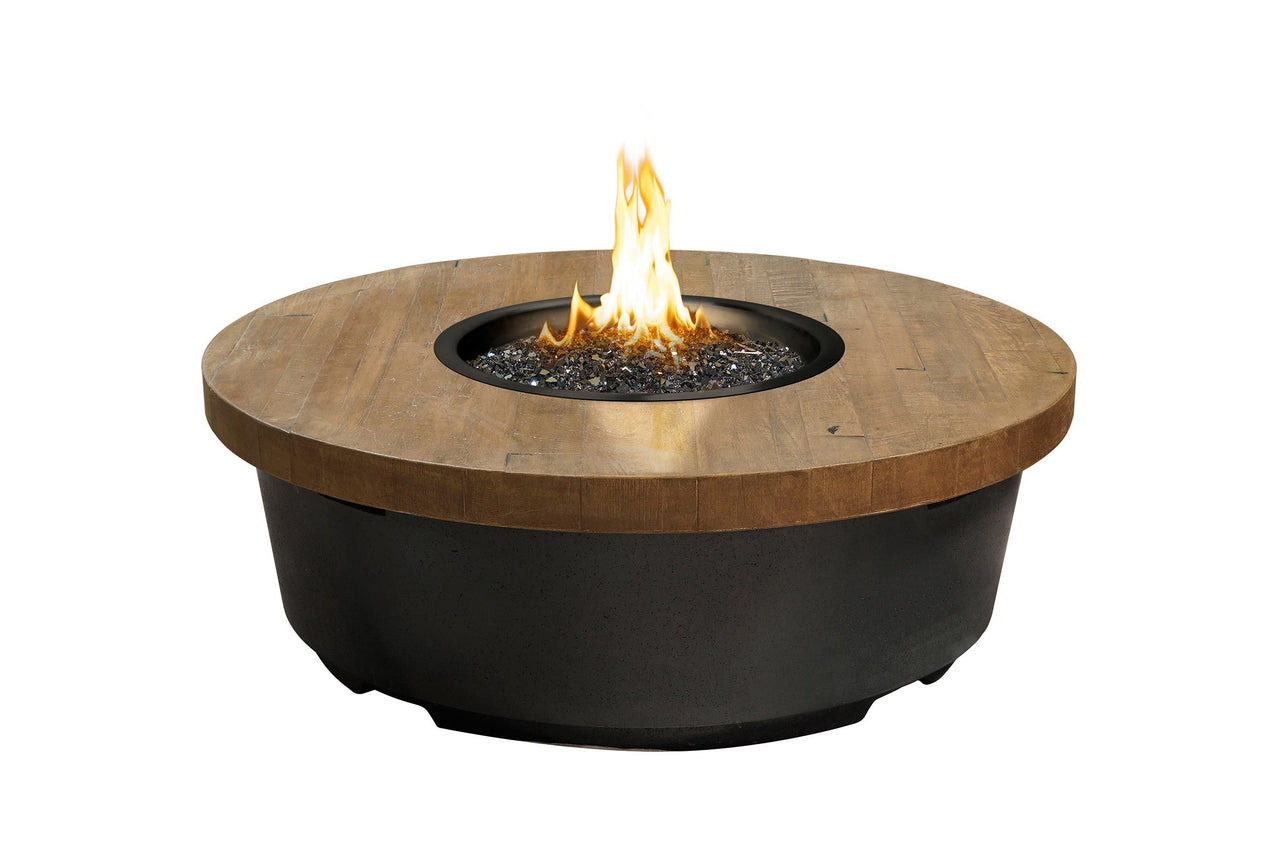 American Fyre Designs Contempo Round Reclaimed Wood Gas Fire Pit Table