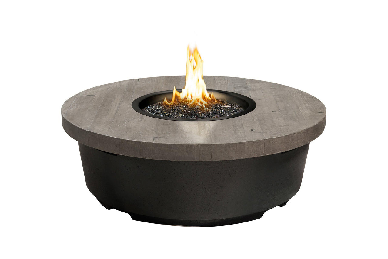 American Fyre Designs Contempo Round Reclaimed Wood Gas Fire Pit Table