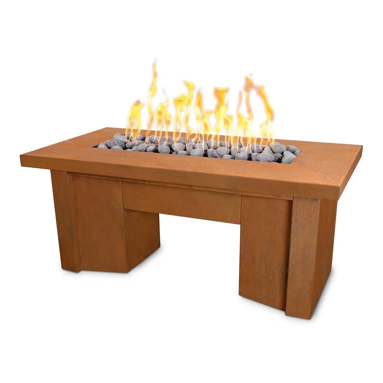 The Outdoor Plus 60" Rectangular Alameda Corten Steel Fire Table