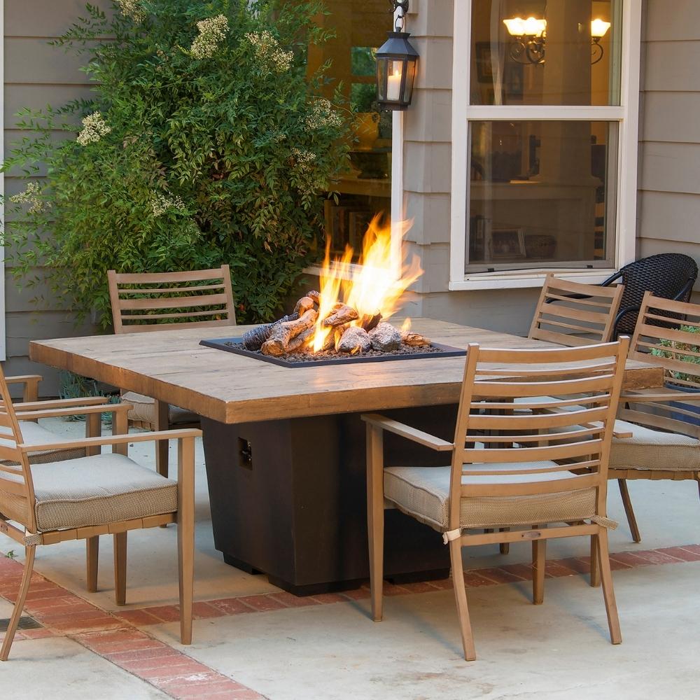 American Fyre Designs Cosmopolitan Square Reclaimed Wood Dining Fire Table - 60"