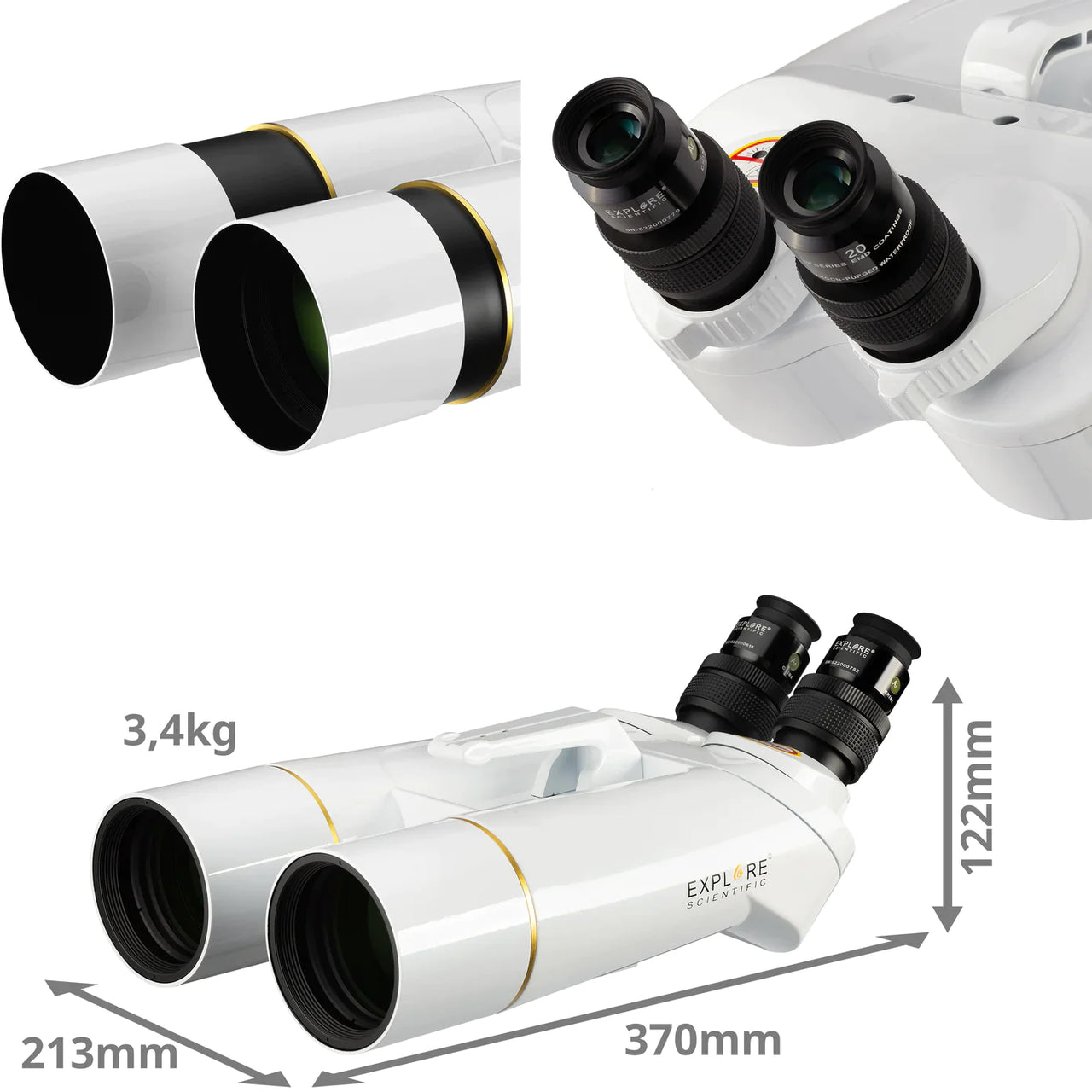 Explore Scientific BT-82 SF Large Binoculars with 62 Degree LER Eyepieces