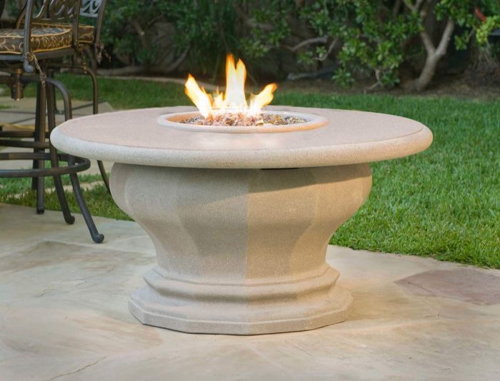 American Fyre Designs Inverted Gas Fire Pit Table with Concrete Top