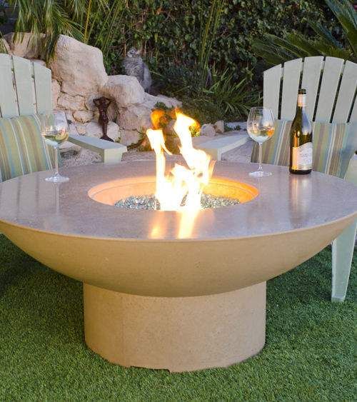 American Fyre Designs Lotus Chat Height Round Gas Fire Pit Table