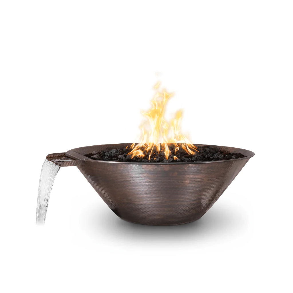 The Outdoor Plus 31" Remi Hammered Copper Round Fire and Water Bowl